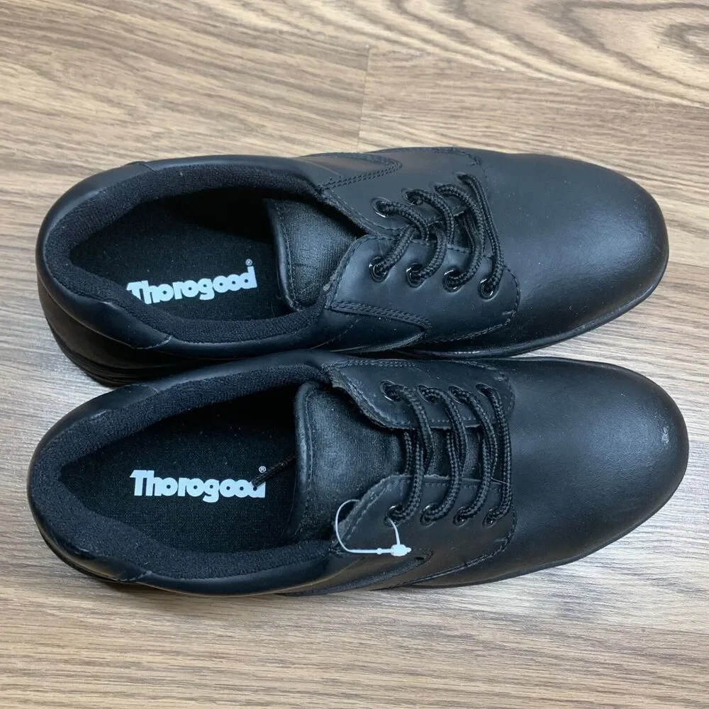 Thorogood Men's‎ Low-Cut Steel Toe Oxford Work Shoes Black Leather Size 12W